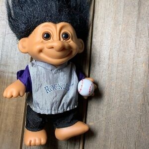 Vintage Russ Rockies Baseball Colorado 5" Troll 90s Toy 80s Toy Black Hair